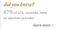 did you know? 87% of US counties have no abortion provider.