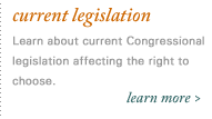 current legislation. learn about current congressional legislation affecting the right to choose