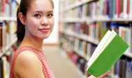 photo of woman in library